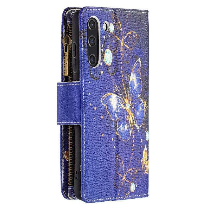 Leren Hoesje voor Samsung Galaxy S21 FE Vlinders Vlinders Zip Pouch