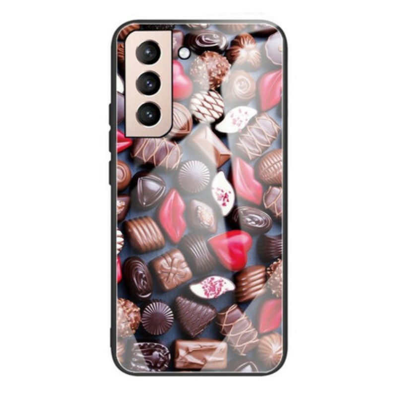 Telefoonhoesje voor Samsung Galaxy S21 FE Chocolade Gehard Glas