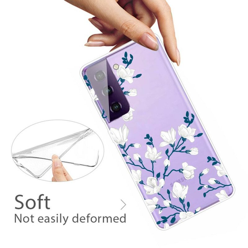 Telefoonhoesje voor Samsung Galaxy S21 FE Witte Bloemen