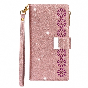 Flip Case voor iPhone 15 Pro Max Glitter Met Portemonnee