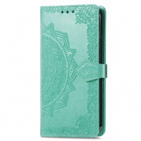 Folio-hoesje voor iPhone 15 Pro Max Met Ketting Barokmandala Met Riempje