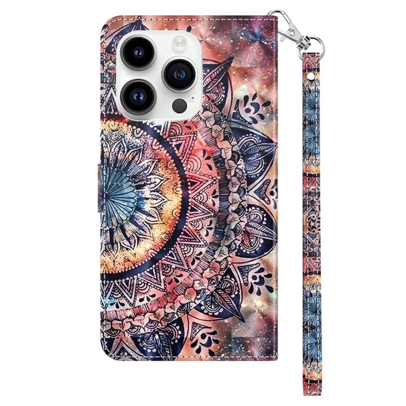 Folio-hoesje voor iPhone 15 Pro Max Met Ketting Mandala Met Bandje