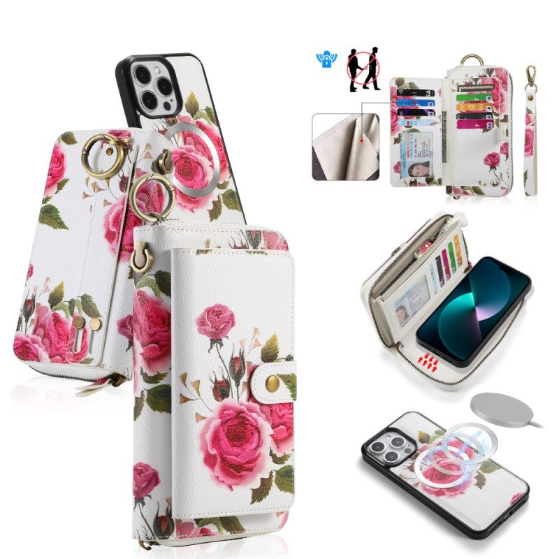 Hoesje Flip Case voor iPhone 15 Pro Max Afneembare Schaal En Handmatige Riem