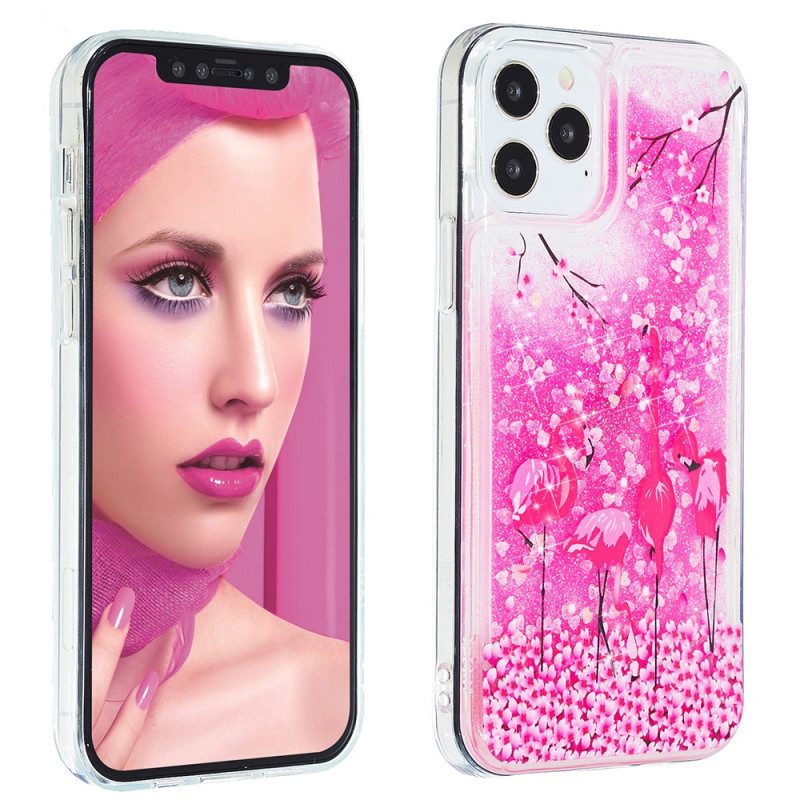 Hoesje voor iPhone 15 Pro Max Flamingoglitter