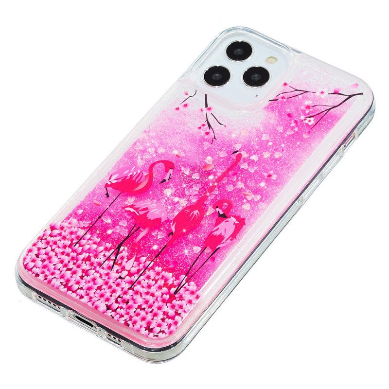 Hoesje voor iPhone 15 Pro Max Flamingoglitter