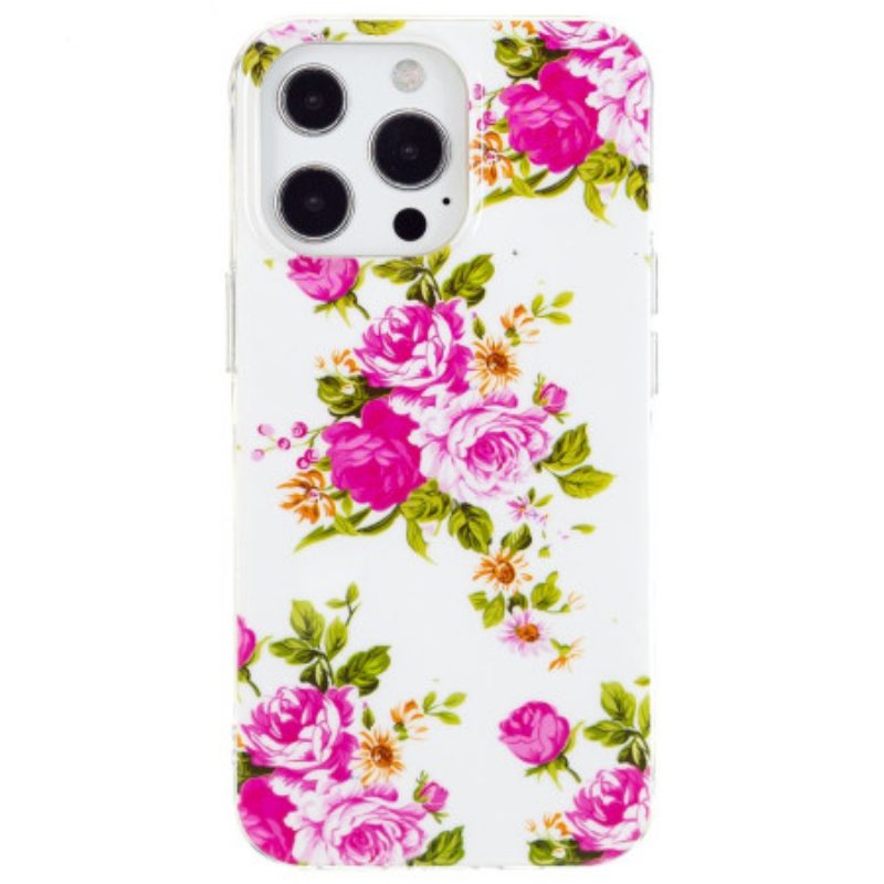 Hoesje voor iPhone 15 Pro Max Fluorescerende Bloemen