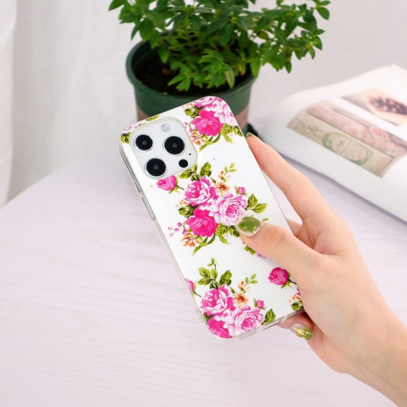 Hoesje voor iPhone 15 Pro Max Fluorescerende Bloemen