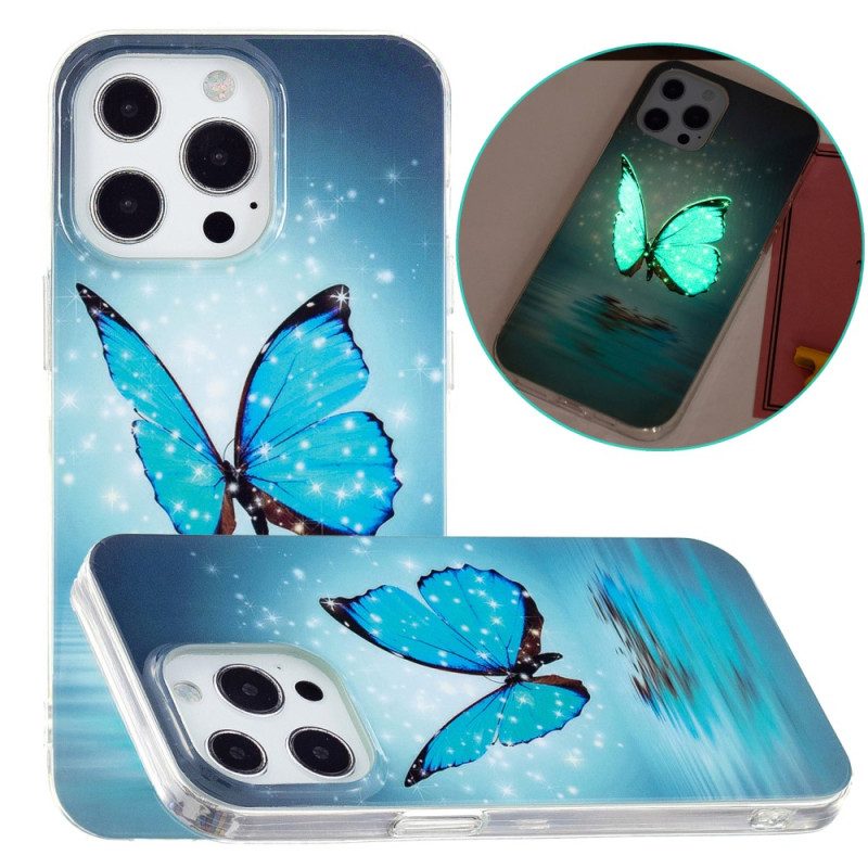 Hoesje voor iPhone 15 Pro Max Fluorescerende Vlinders