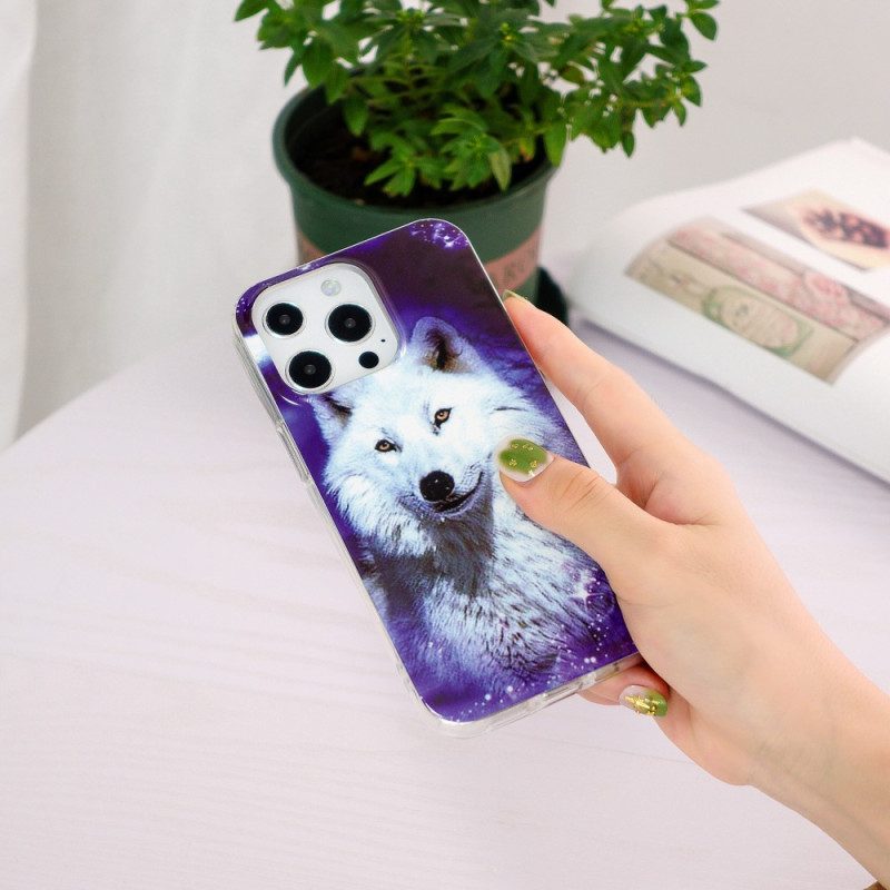 Hoesje voor iPhone 15 Pro Max Fluorescerende Wolf