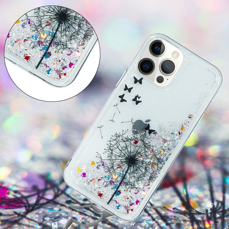 Hoesje voor iPhone 15 Pro Max Paardebloemglitter