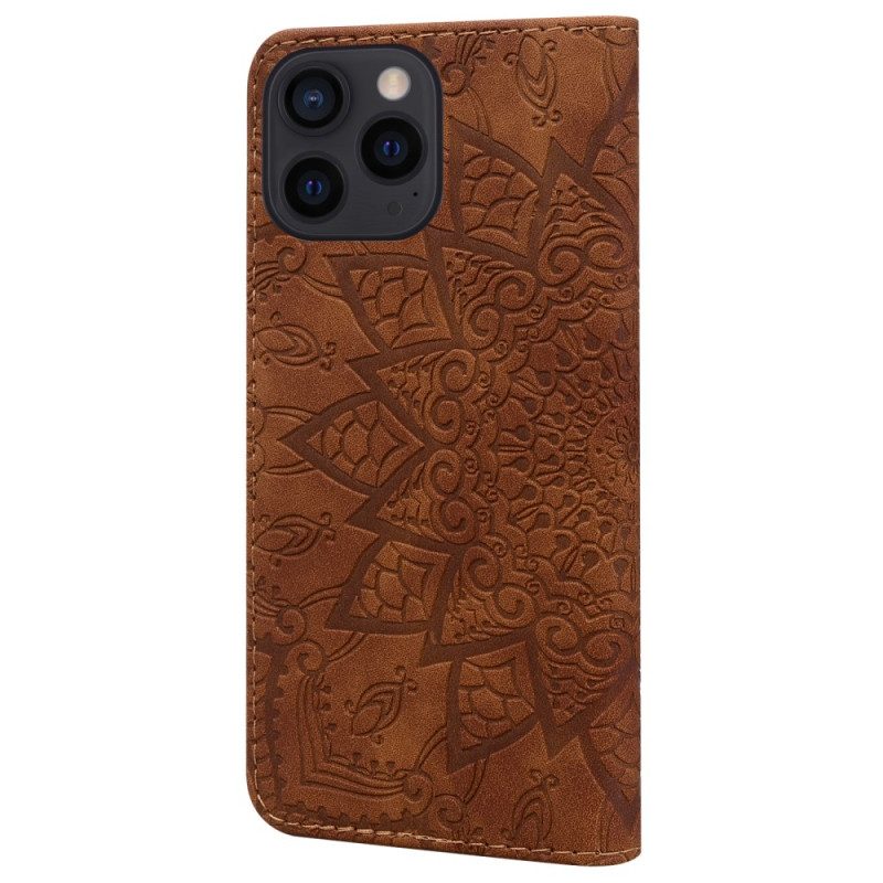 Leren Hoesje voor iPhone 15 Pro Max Mandala-print