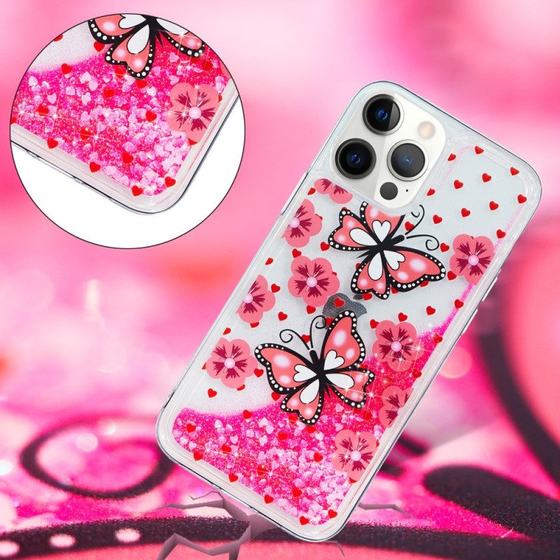 Telefoonhoesje voor iPhone 15 Pro Max Vlinders Glitteren