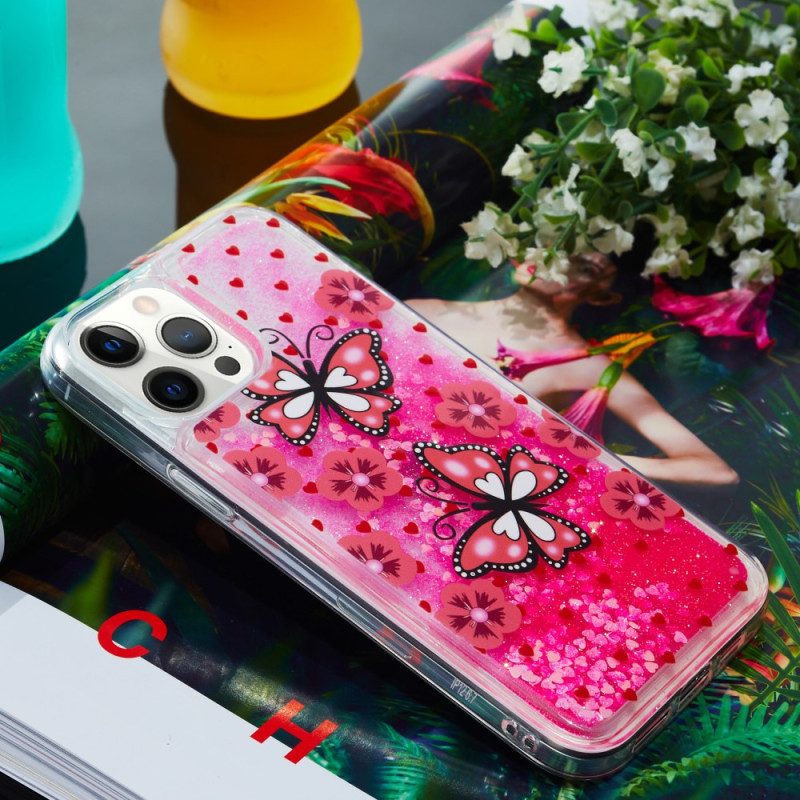 Telefoonhoesje voor iPhone 15 Pro Max Vlinders Glitteren