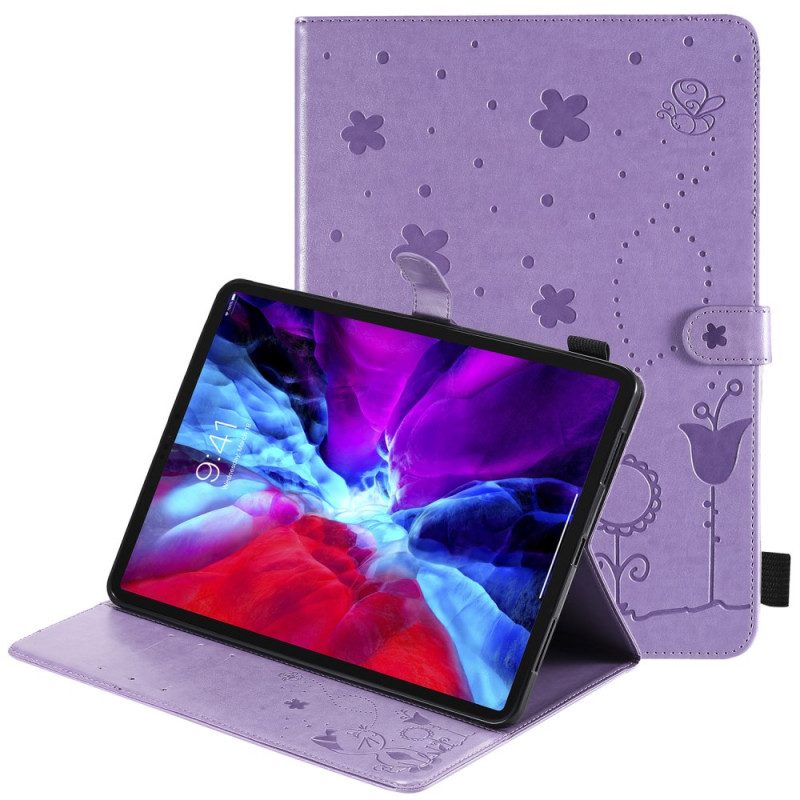 Leren Hoesje voor iPad Pro 11" (2022) Kat En Bijen