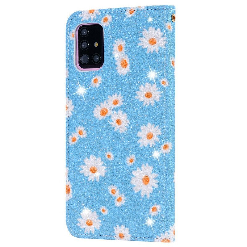 Bescherming Hoesje voor Samsung Galaxy A51 5G Folio-hoesje Madeliefjes Van Imitatieleer