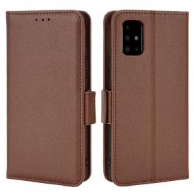 Leren Hoesje voor Samsung Galaxy A51 5G Folio-hoesje Flap Dubbele Nieuwe Kleuren