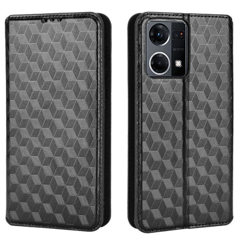 Bescherming Hoesje voor Oppo Reno 7 Folio-hoesje 3d Kubus Leereffect