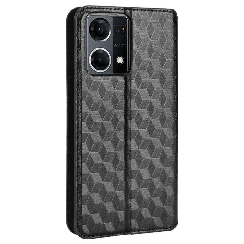 Bescherming Hoesje voor Oppo Reno 7 Folio-hoesje 3d Kubus Leereffect