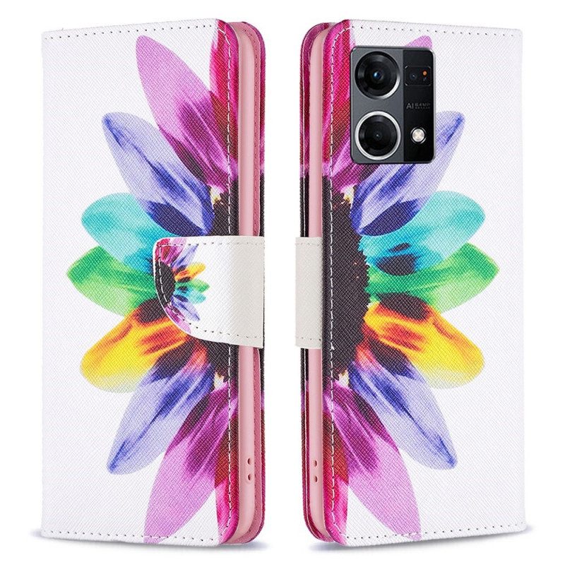 Folio-hoesje voor Oppo Reno 7 Waterverf Bloem