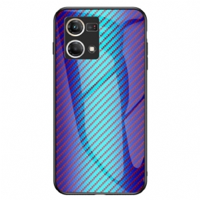 Hoesje voor Oppo Reno 7 Koolstofvezel Gehard Glas