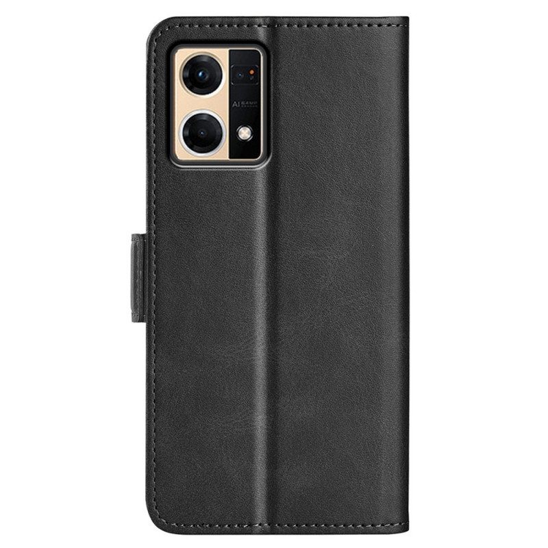 Leren Hoesje voor Oppo Reno 7 Dubbele Sluiting