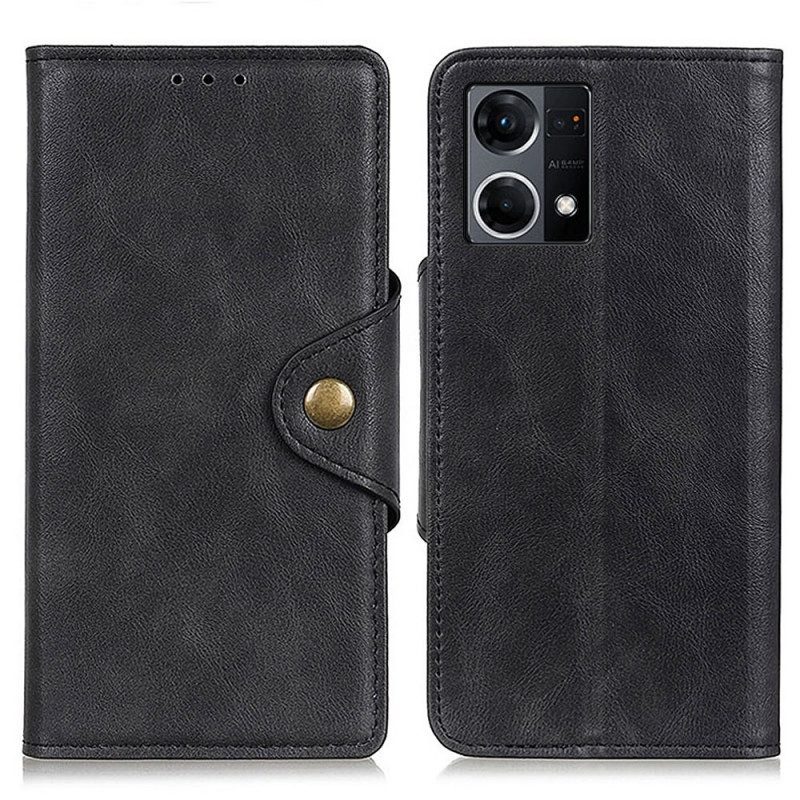 Leren Hoesje voor Oppo Reno 7 Knoop Van Imitatieleer