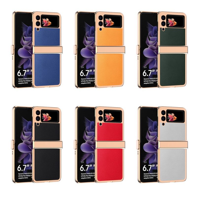 Hoesje voor Samsung Galaxy Z Flip 3 5G Folio-hoesje Koolstofvezel 3 Stuks