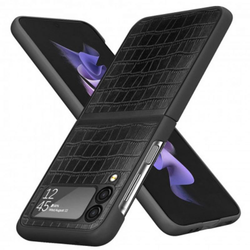 Hoesje voor Samsung Galaxy Z Flip 3 5G Folio-hoesje Krokodillenhuidstijl