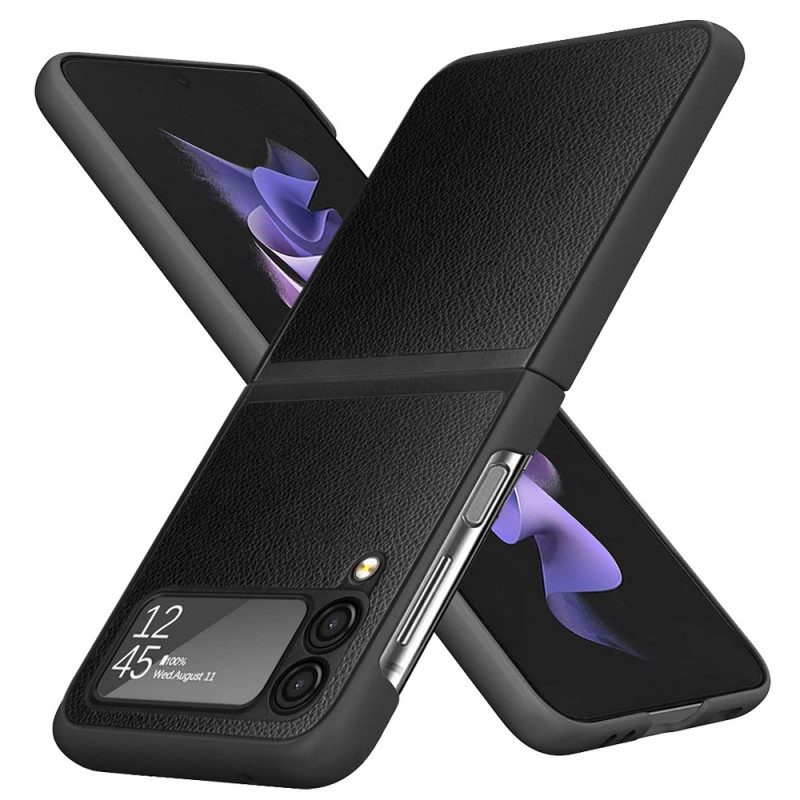 Hoesje voor Samsung Galaxy Z Flip 3 5G Folio-hoesje Litchi Lederen Stijl 2 Stuks