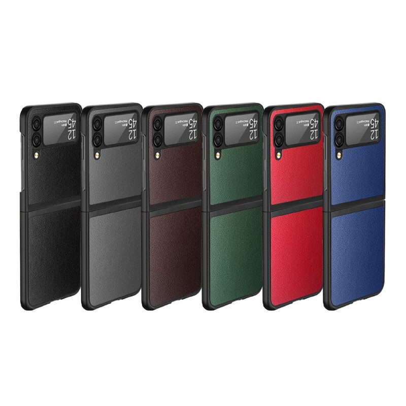 Hoesje voor Samsung Galaxy Z Flip 3 5G Folio-hoesje Litchi Lederen Stijl 2 Stuks