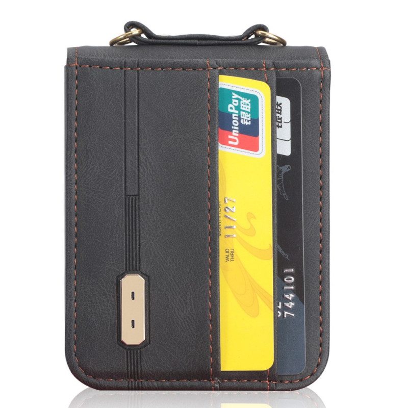 Hoesje voor Samsung Galaxy Z Flip 3 5G Folio-hoesje Stijl Lederen Kaarthouder En Lanyard