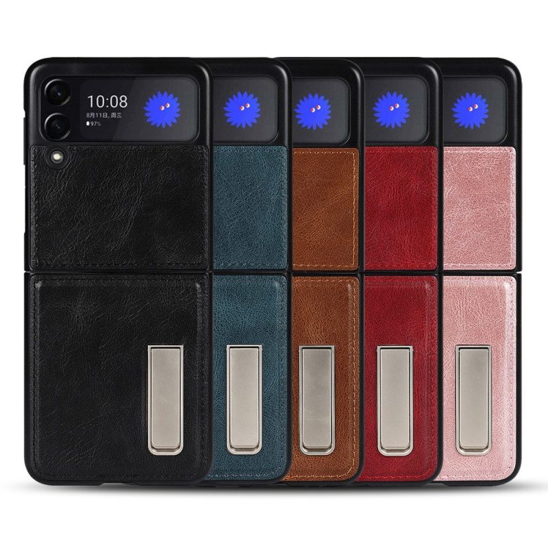 Hoesje voor Samsung Galaxy Z Flip 3 5G Folio-hoesje Stijl Lederen Standaard