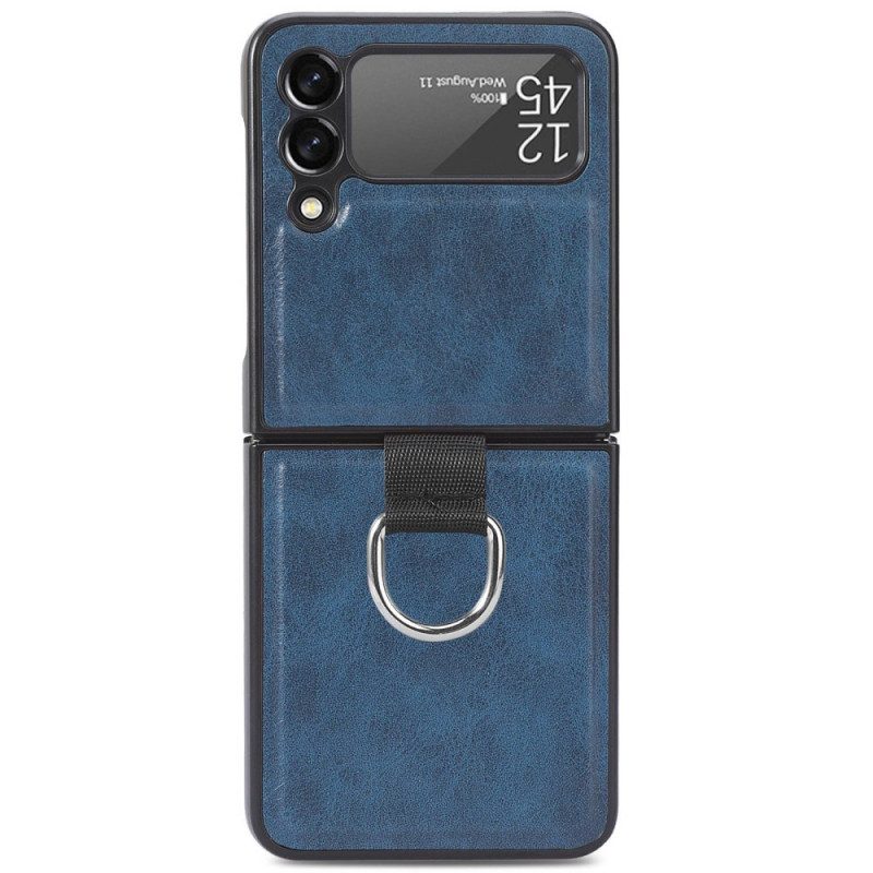 Hoesje voor Samsung Galaxy Z Flip 3 5G Folio-hoesje Vintage Lederen Stijl Met Ring