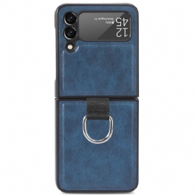 Hoesje voor Samsung Galaxy Z Flip 3 5G Folio-hoesje Vintage Lederen Stijl Met Ring