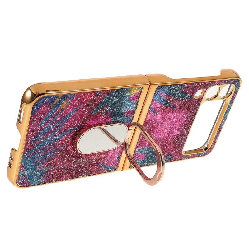 Telefoonhoesje voor Samsung Galaxy Z Flip 3 5G Folio-hoesje Fancy Stones Met Ring-ondersteuning