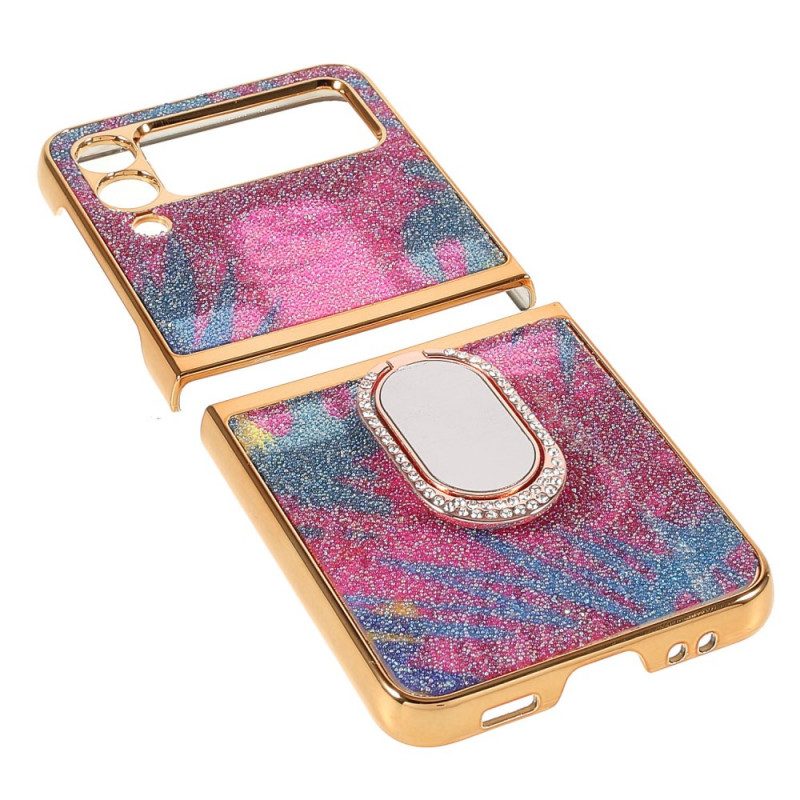 Telefoonhoesje voor Samsung Galaxy Z Flip 3 5G Folio-hoesje Fancy Stones Met Ring-ondersteuning