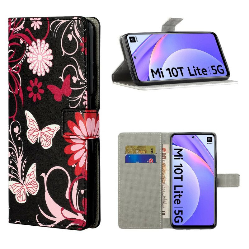 Flip Case voor Xiaomi Mi 10T Lite Vlinders En Bloemen