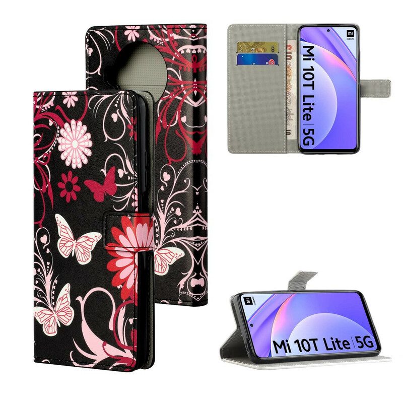 Flip Case voor Xiaomi Mi 10T Lite Vlinders En Bloemen