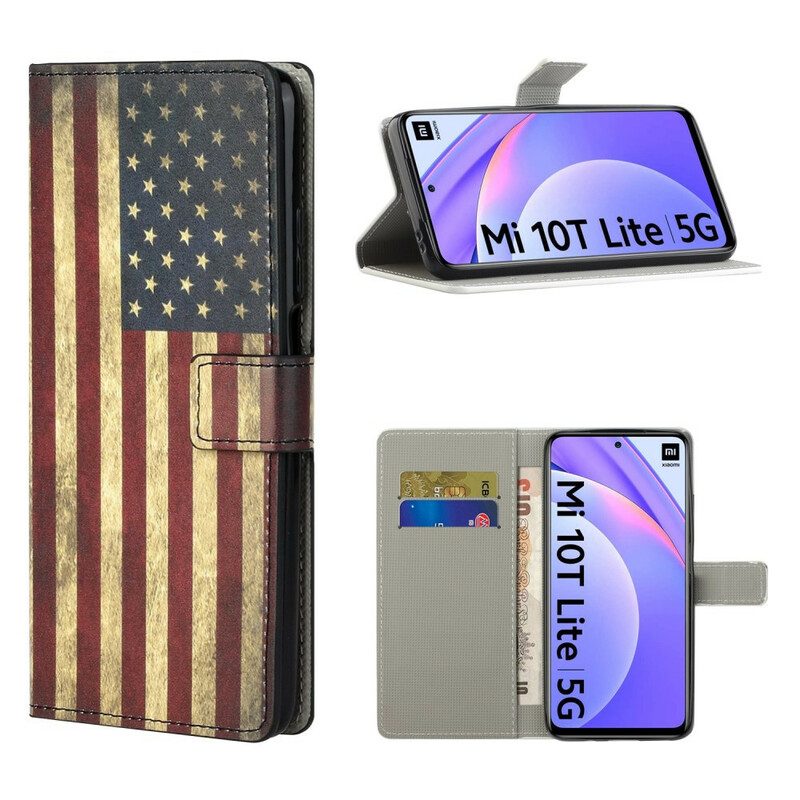 Leren Hoesje voor Xiaomi Mi 10T Lite Amerikaanse Vlag