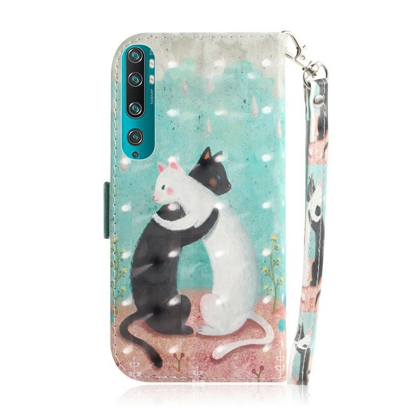 Folio-hoesje voor Xiaomi Mi 10 / 10 Pro Met Ketting Strappy Kattenvrienden