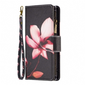 Flip Case Leren Samsung Galaxy S24 5g Roze Bloemenportemonnee Met Bandje