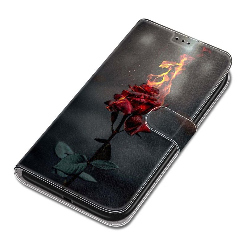 Flip Case Leren Samsung Galaxy S24 5g Vuurroze Met Riem