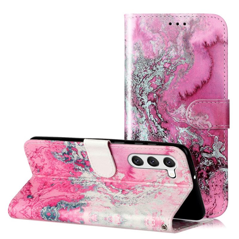 Folio-hoesje Samsung Galaxy S24 5g Roze Marmerpatroon