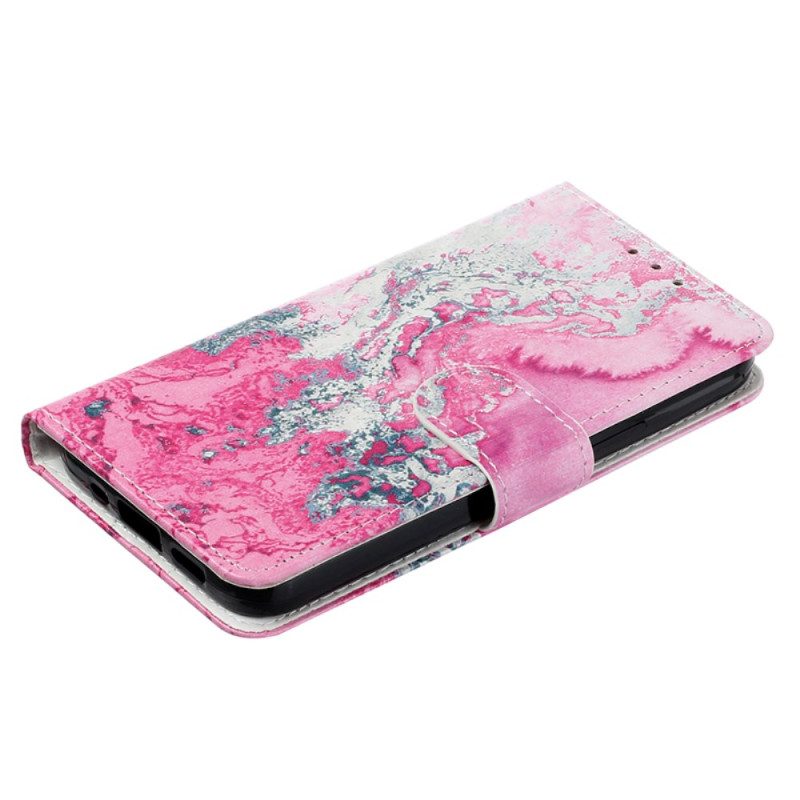 Folio-hoesje Samsung Galaxy S24 5g Roze Marmerpatroon