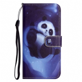 Folio-hoesje Samsung Galaxy S24 5g Telefoonhoesje Panda Space Met Riem