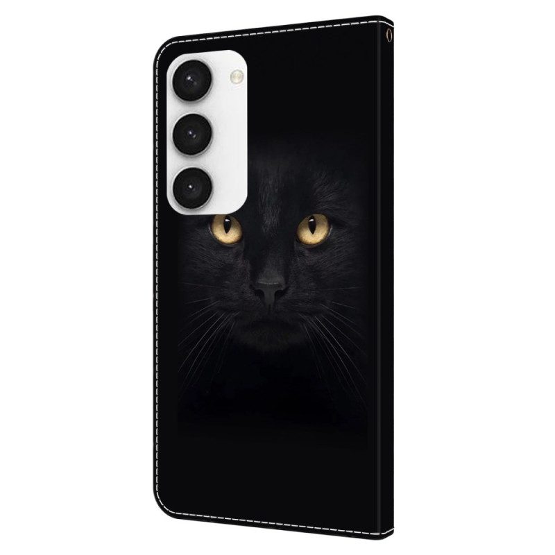 Folio-hoesje Samsung Galaxy S24 5g Telefoonhoesje Zwarte Kattenogen