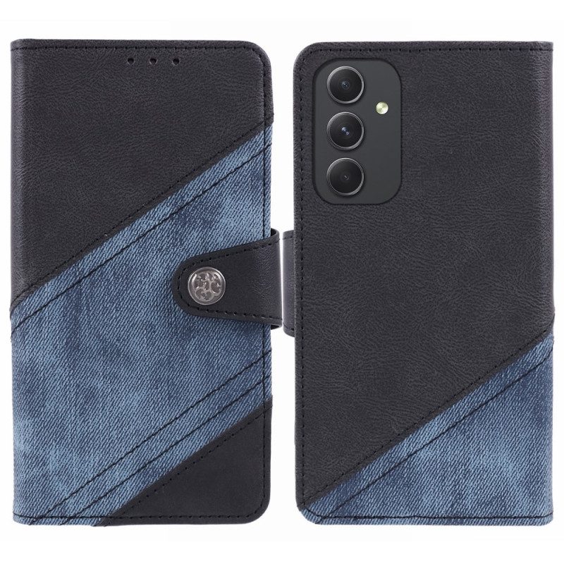 Folio-hoesje Samsung Galaxy S24 5g Tweekleurige Jeansstijl