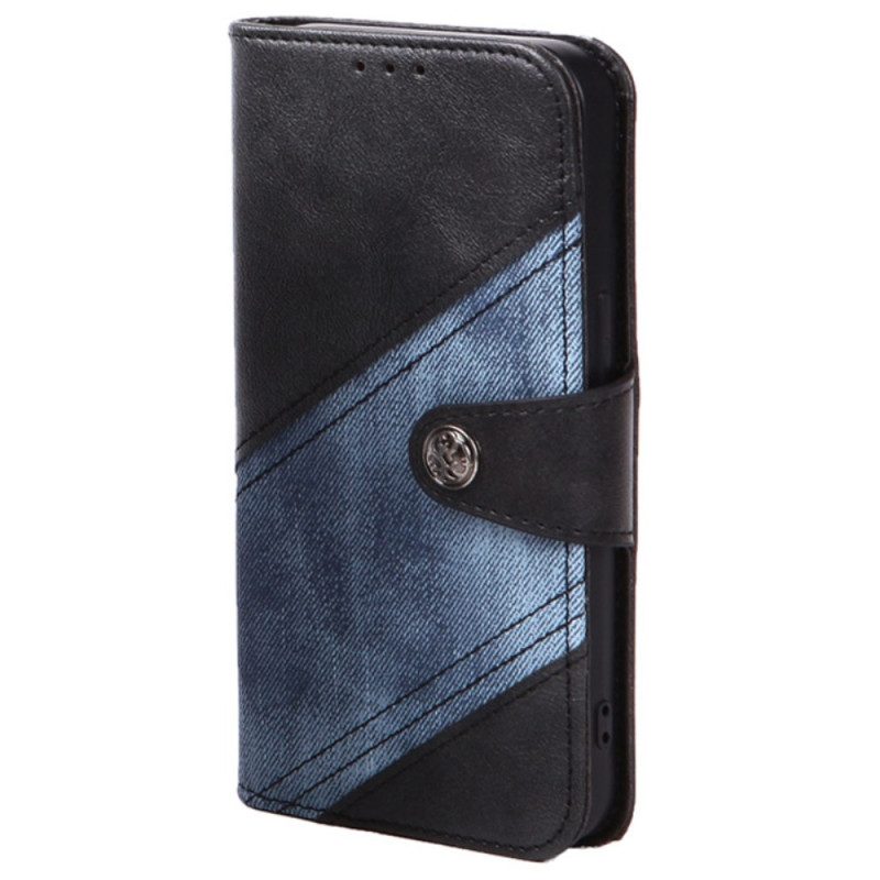 Folio-hoesje Samsung Galaxy S24 5g Tweekleurige Jeansstijl