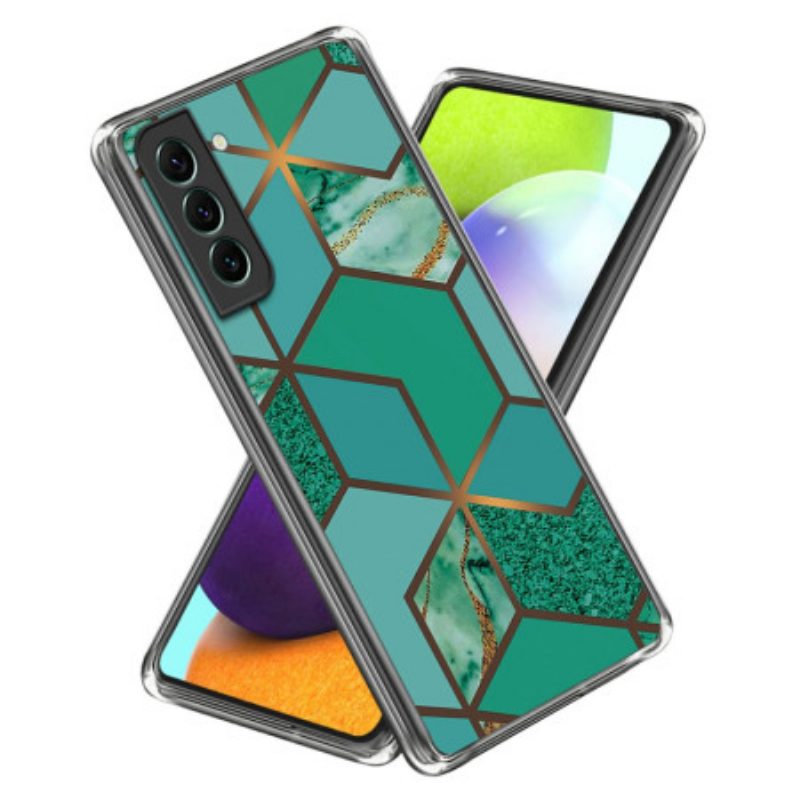 Hoesje Voor Samsung Galaxy S24 5g Abstract Marmerpatroon Groene Geometrie