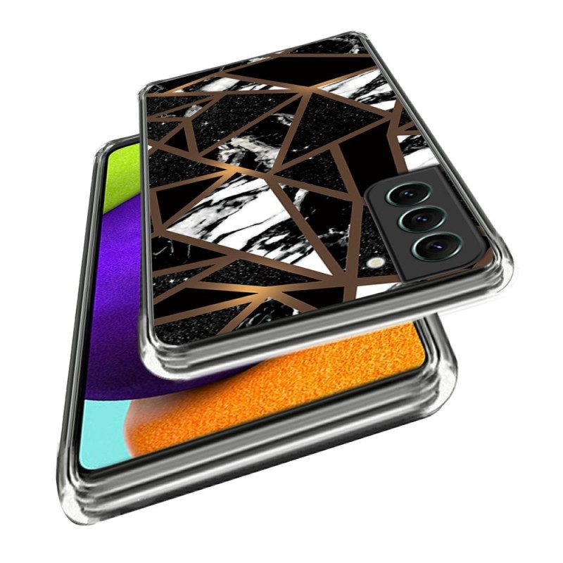 Hoesje Voor Samsung Galaxy S24 5g Abstract Marmerpatroon Zwarte Geometrie